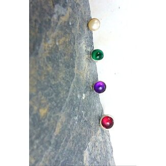 Nepal Tiny Sterling Silver Stud Earrings w/ Stones