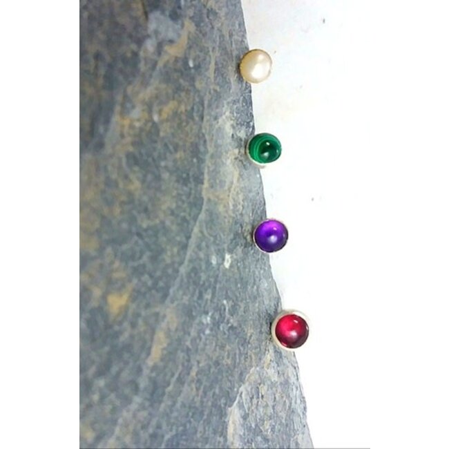 Tiny Sterling Silver Stud Earrings w/ Stones