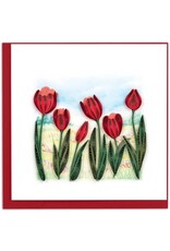 Vietnam Quilled Red Tulip Field Card