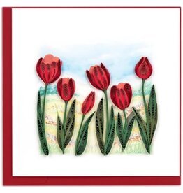 Vietnam Quilled Red Tulip Field Card