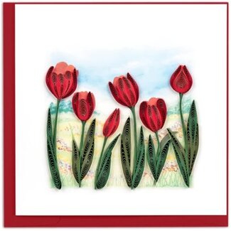Vietnam Quilled Card - Red Tulip Field