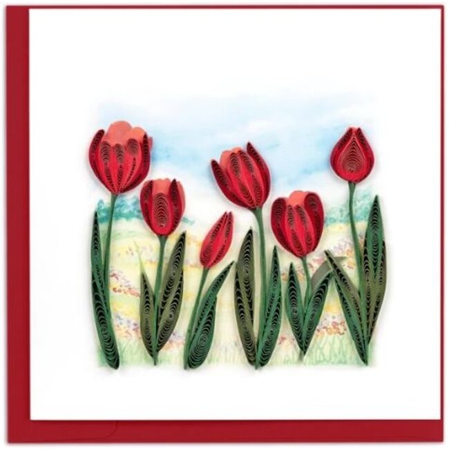 Quilled Card - Red Tulip Field