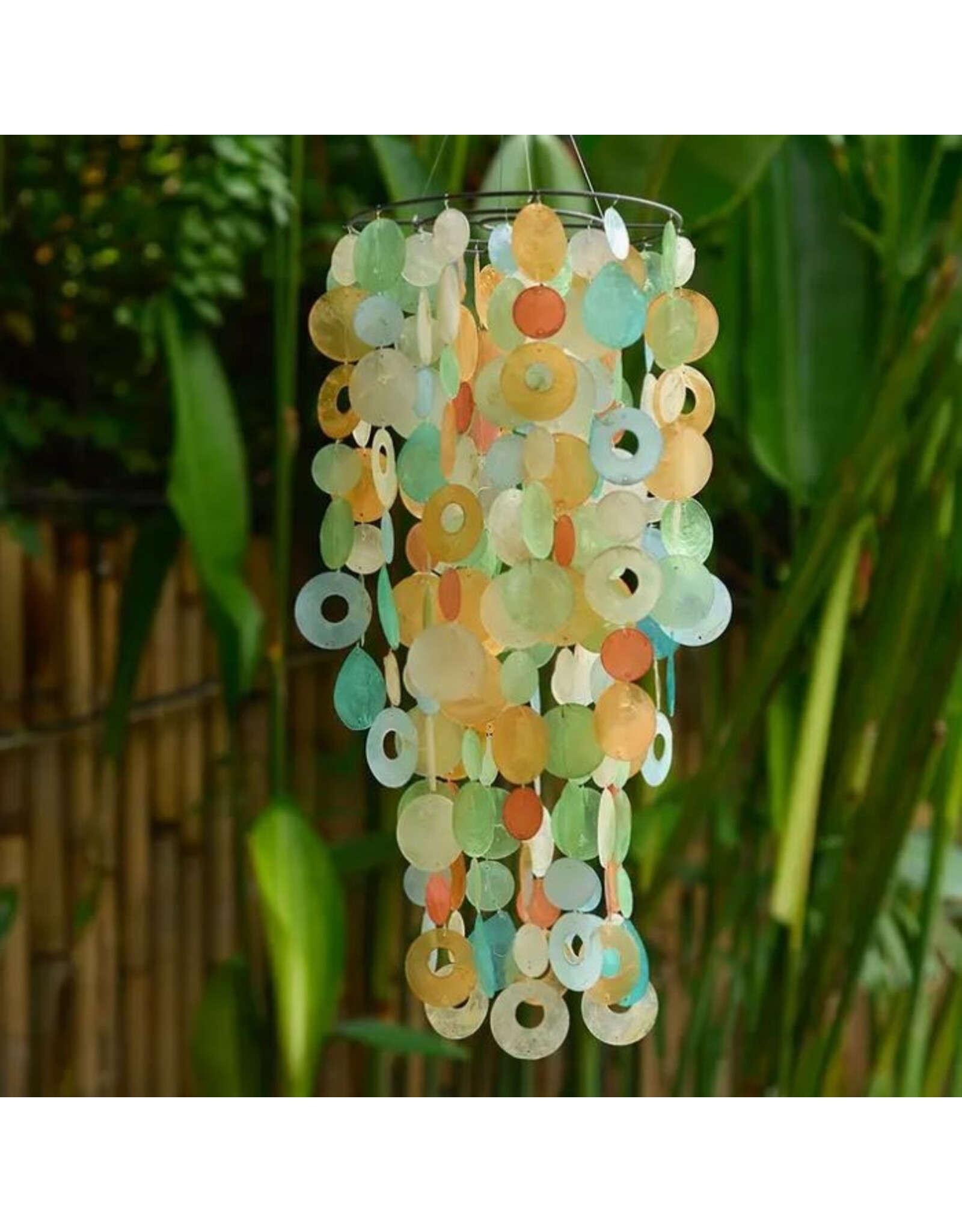 Indonesia Capiz Chandelier - Tropical Flowers