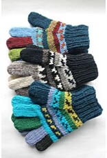 Nepal Fleece Lined Knit Wool Gloves - Patterned