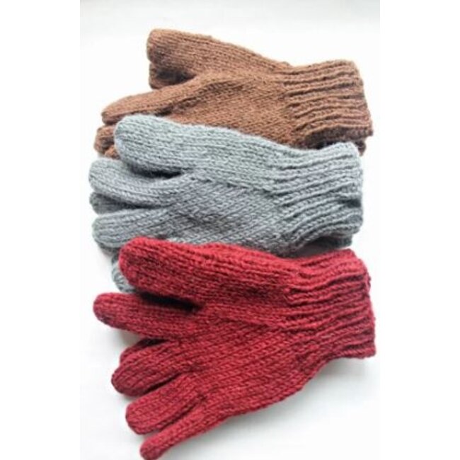 Fleece Lined Knit Wool Gloves - Solid