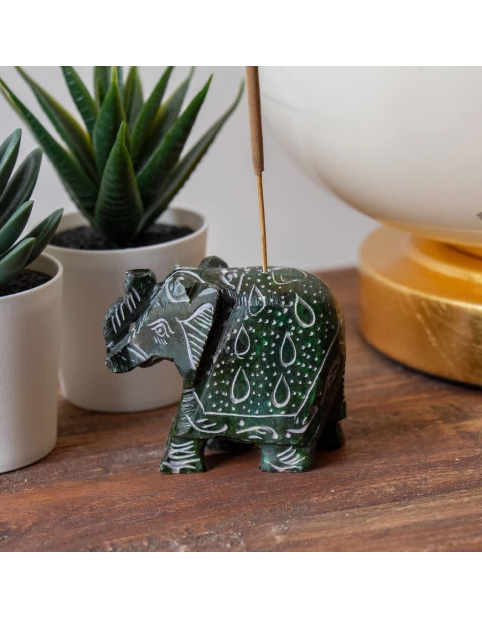 India Elephant Soapstone Incense Holder