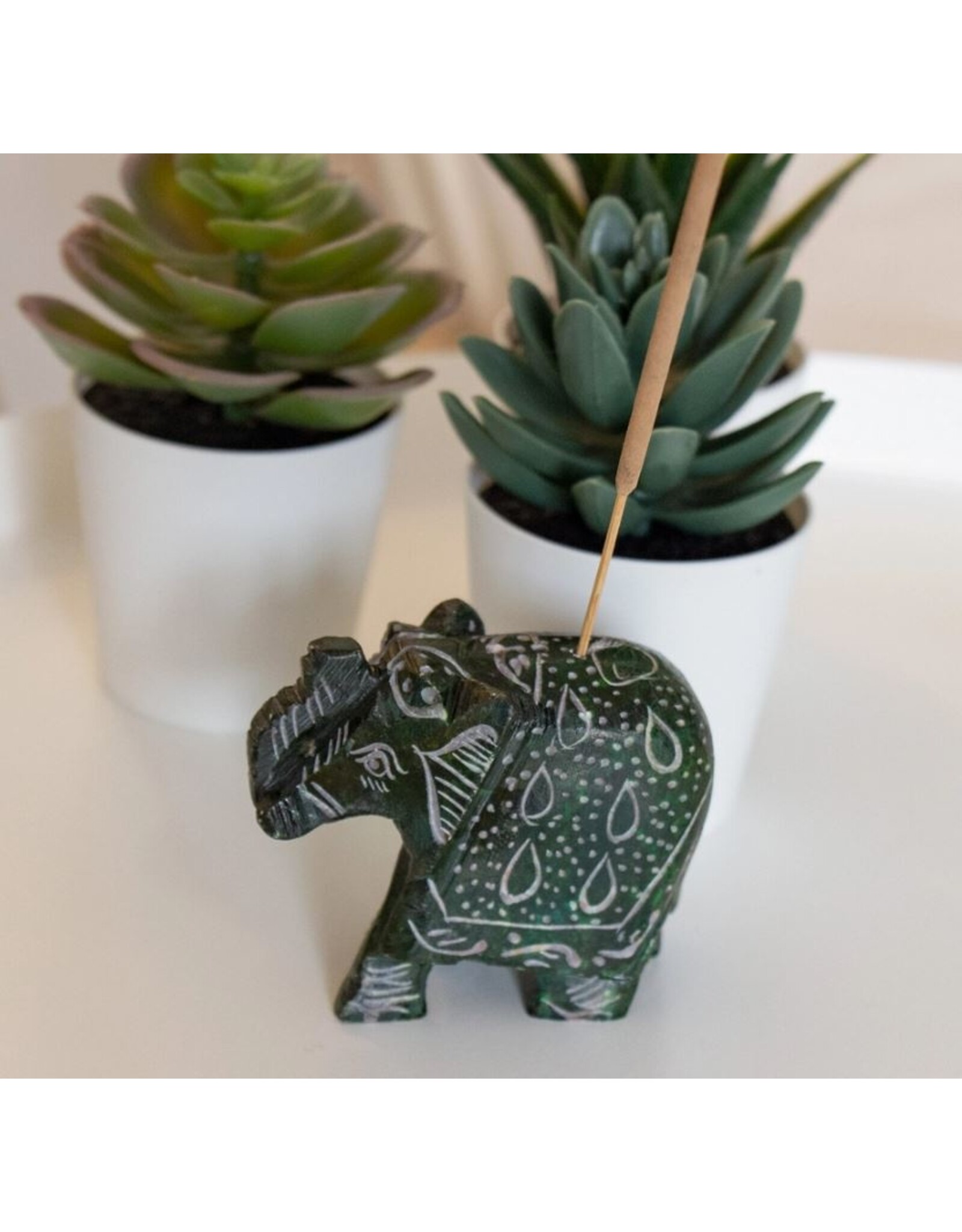 India Elephant Soapstone Incense Holder