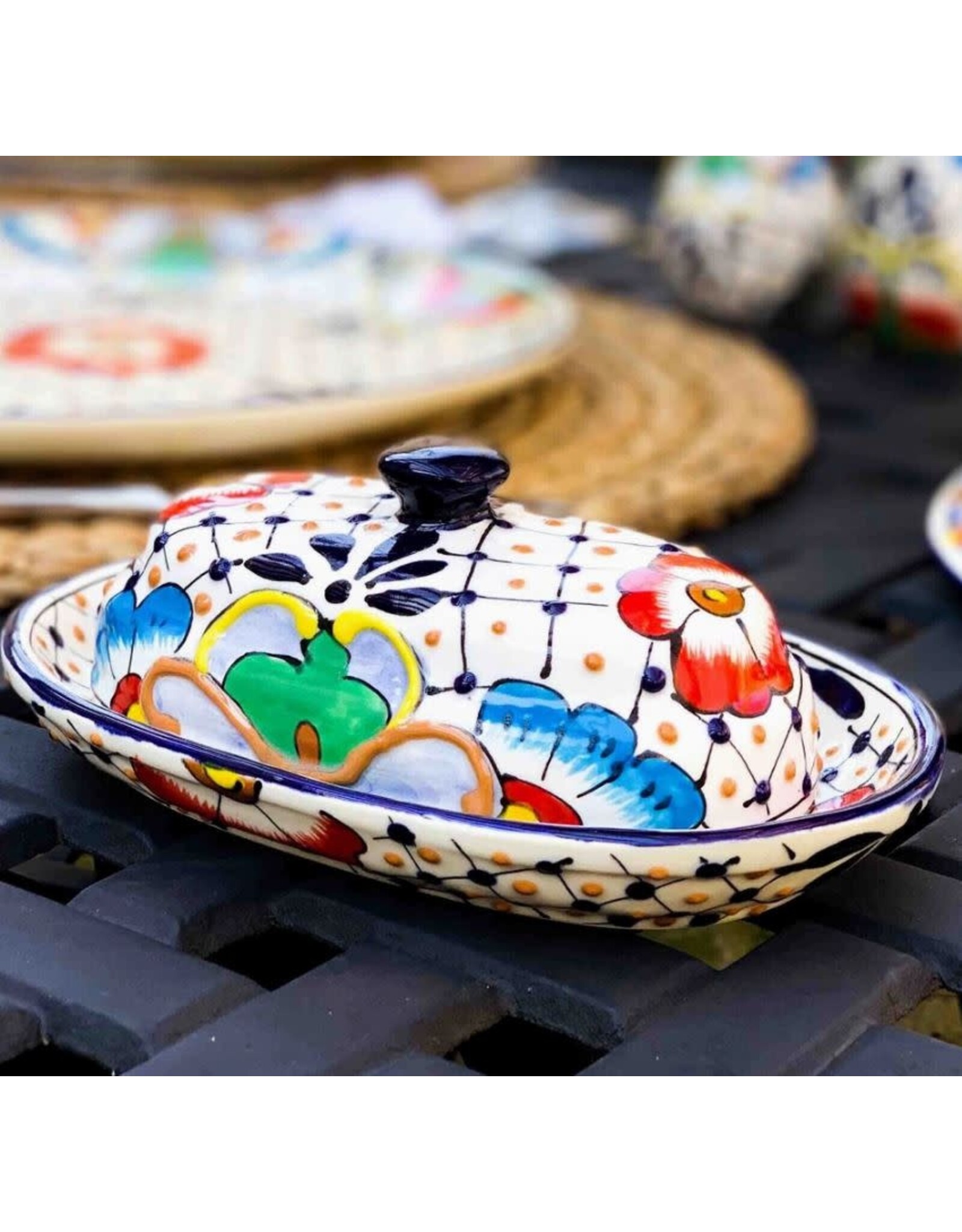 Mexico Encantada Butter Dish - Dots & Flowers