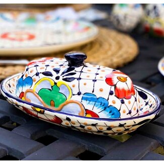 Mexico Encantada Butter Dish - Dots & Flowers