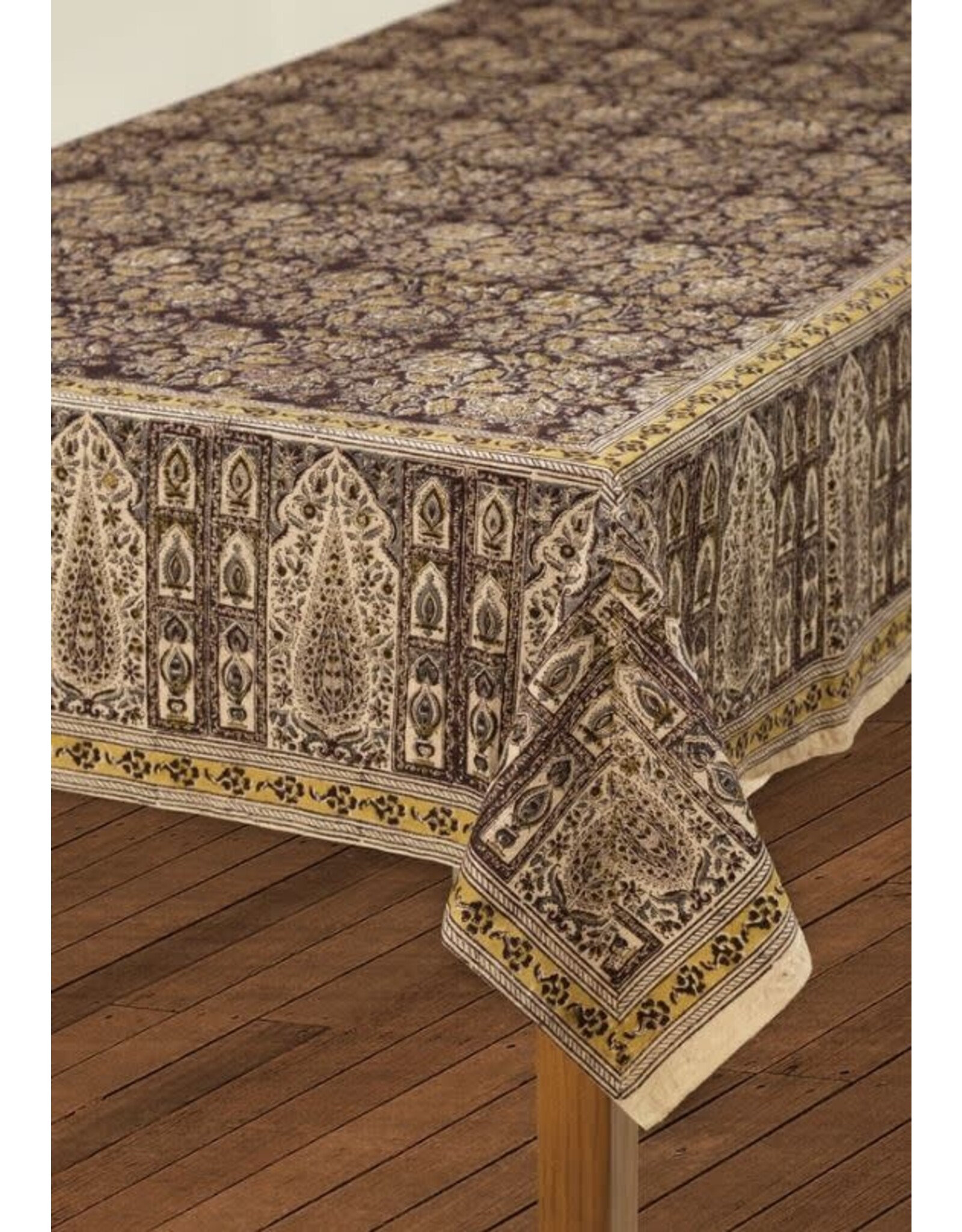 India Black Kalamkari Tablecloth (60x90), India