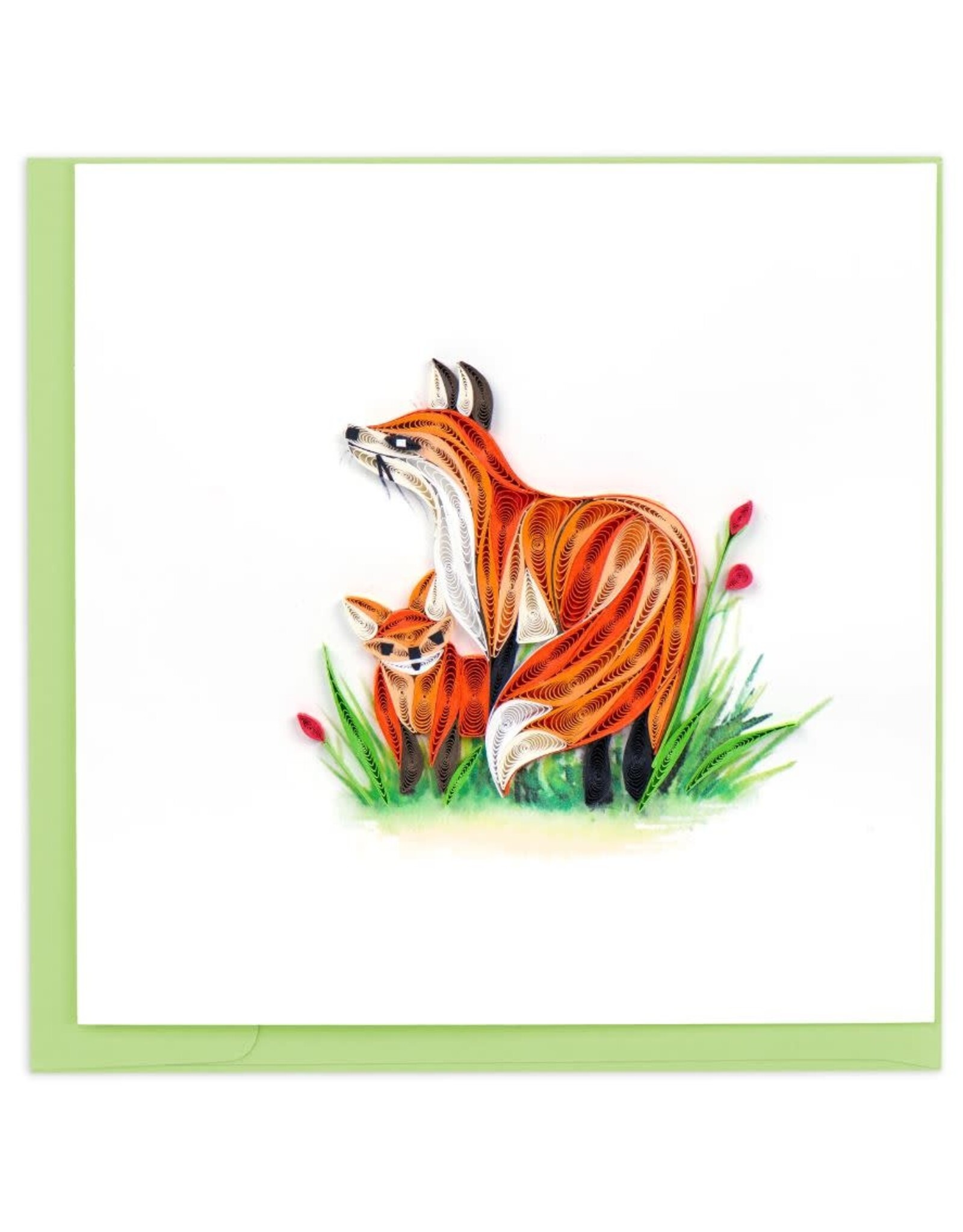 Vietnam Quilled Fox & Cub Card, Vietnam