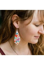 Guatemala Beaded Flower Fringe Earrings - Cream, Guatemala
