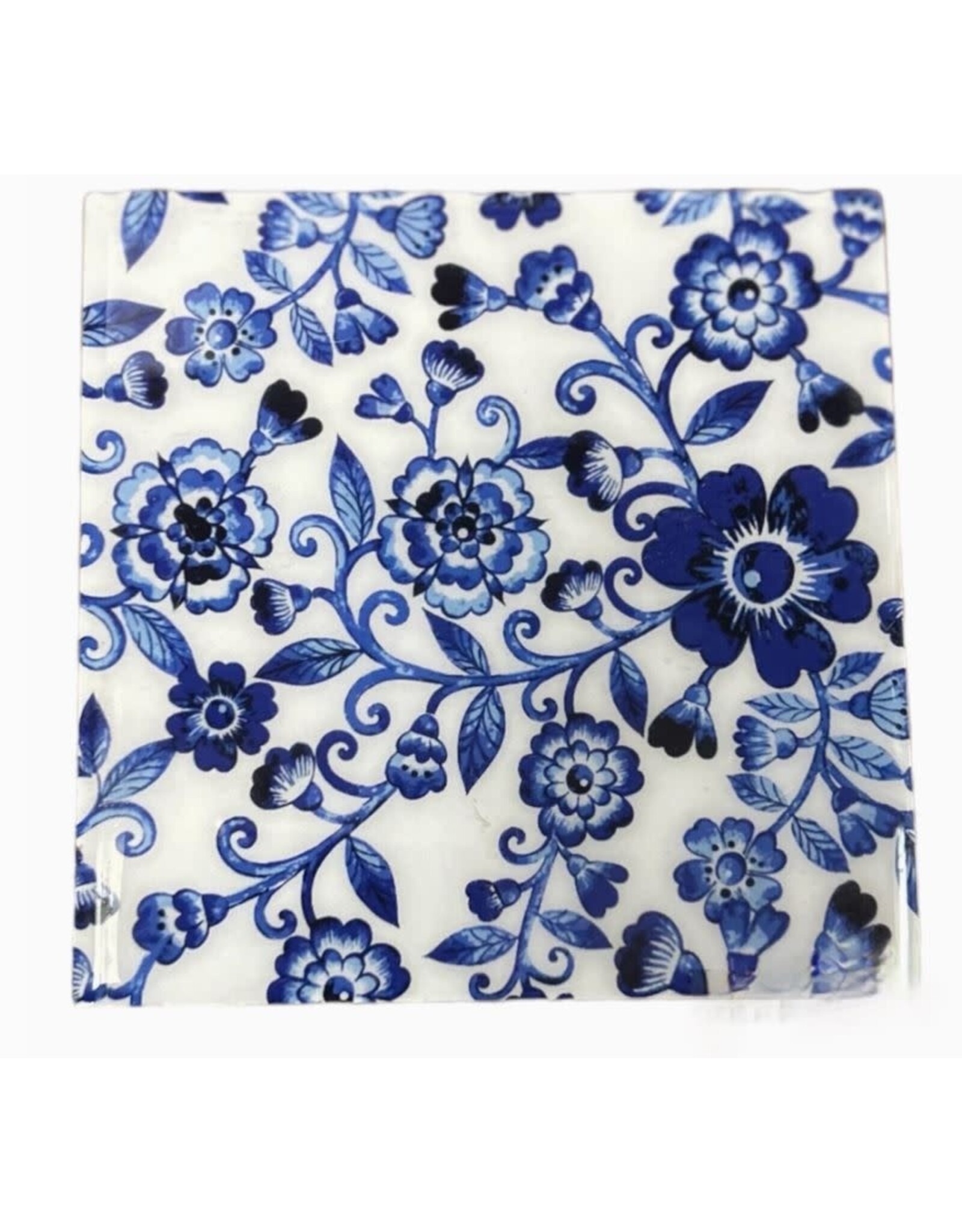 India Square Coaster - Blue & White Floral