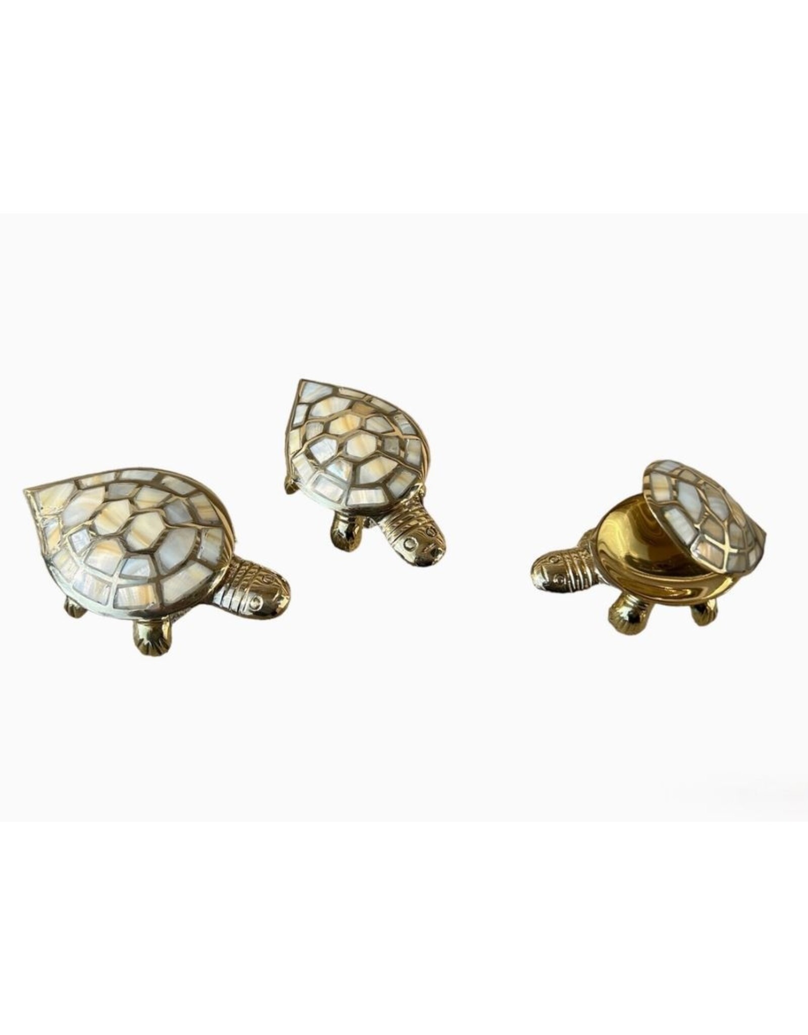 India Brass & Mother of Pearl Turtle Box, India