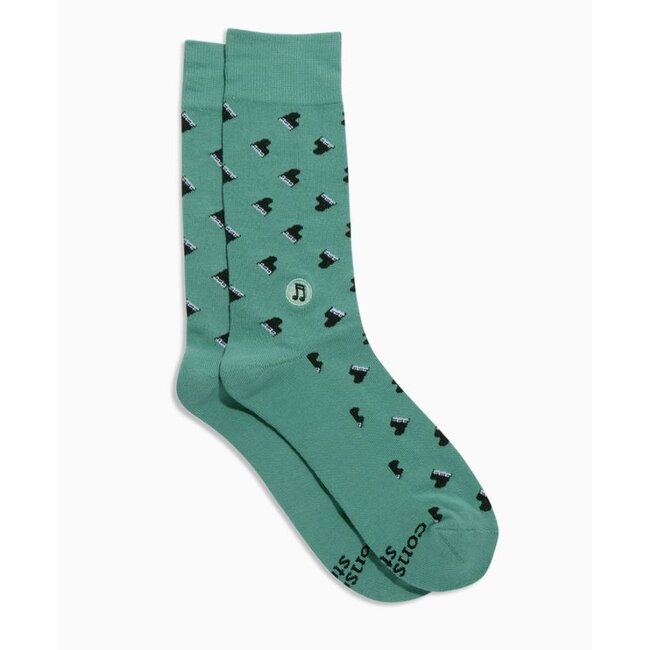 Conscious Step Crew Socks that Support Music - Pianos