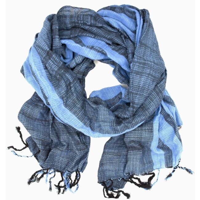 Woven Cotton Scarf - Stormy Seas