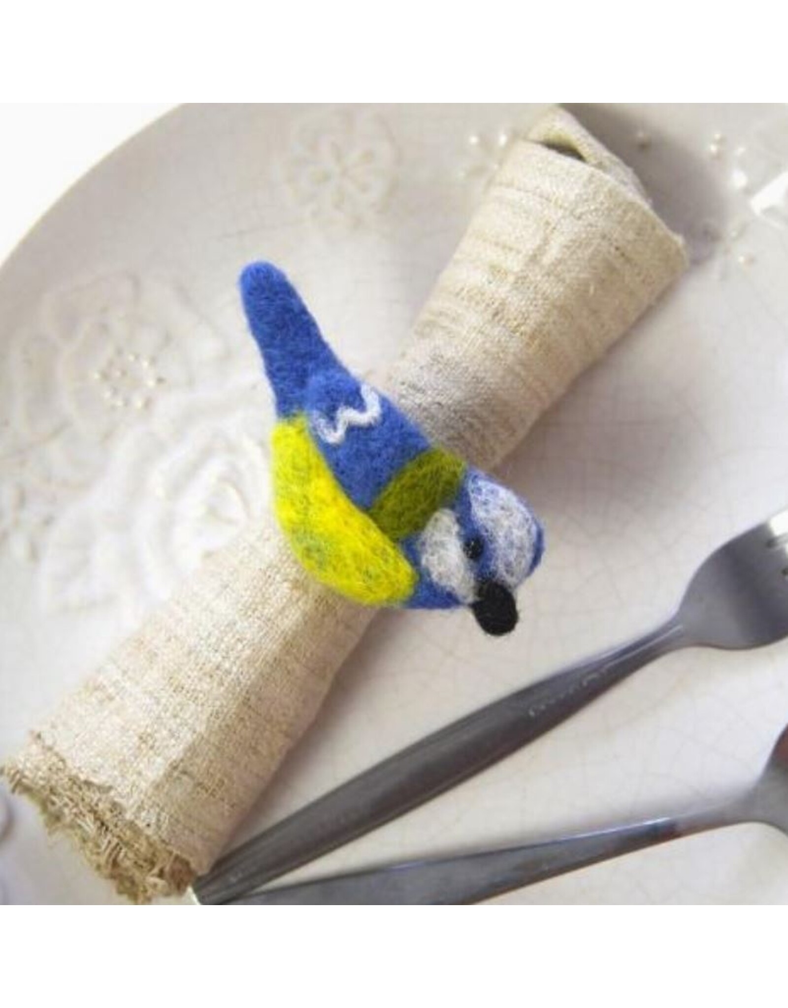 Nepal Blue Bird Felt Napkin Ring, Nepal