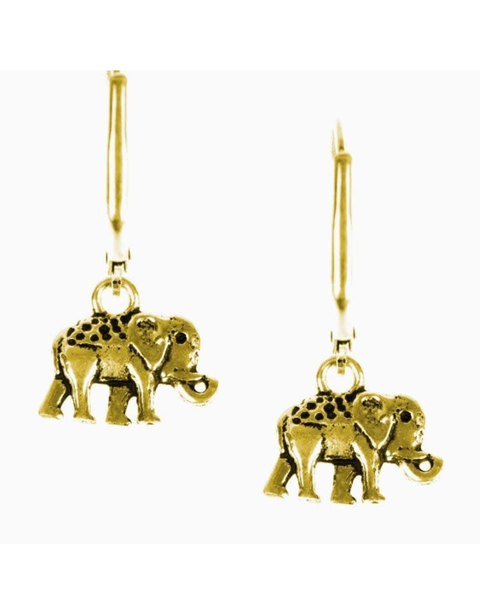 India Elephant Dangle Earrings - Brass, India