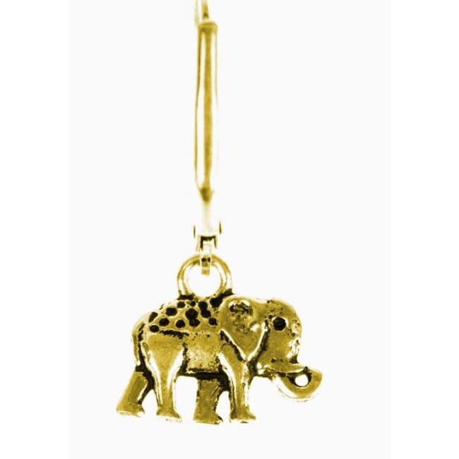 Elephant Dangle Earrings - Brass