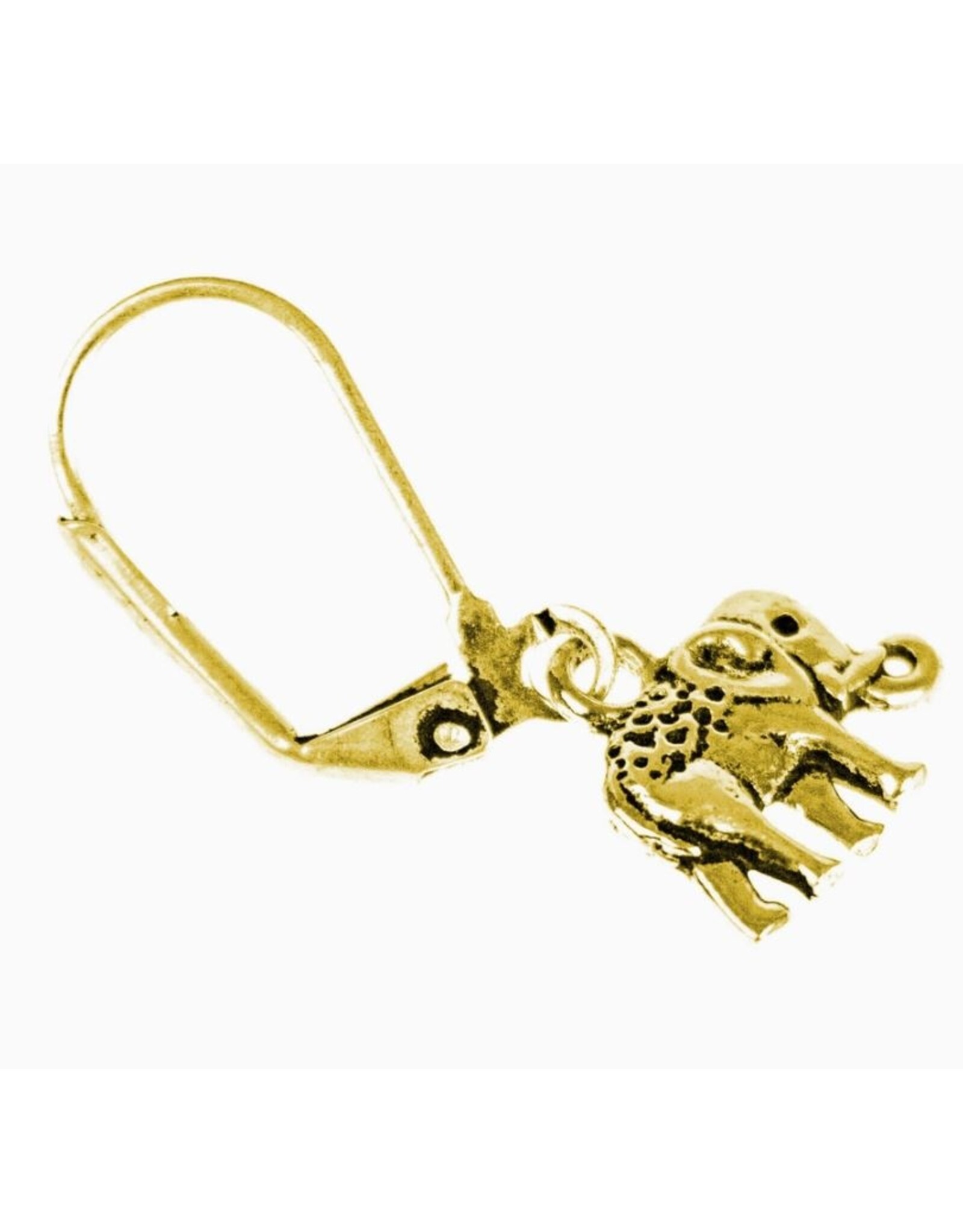 India Elephant Dangle Earrings - Brass, India