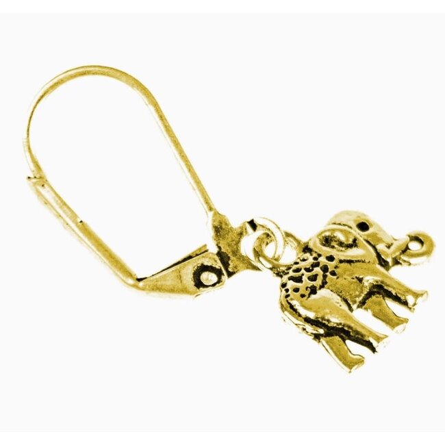 Elephant Dangle Earrings - Brass