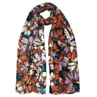India Warm Floral Silk Stole