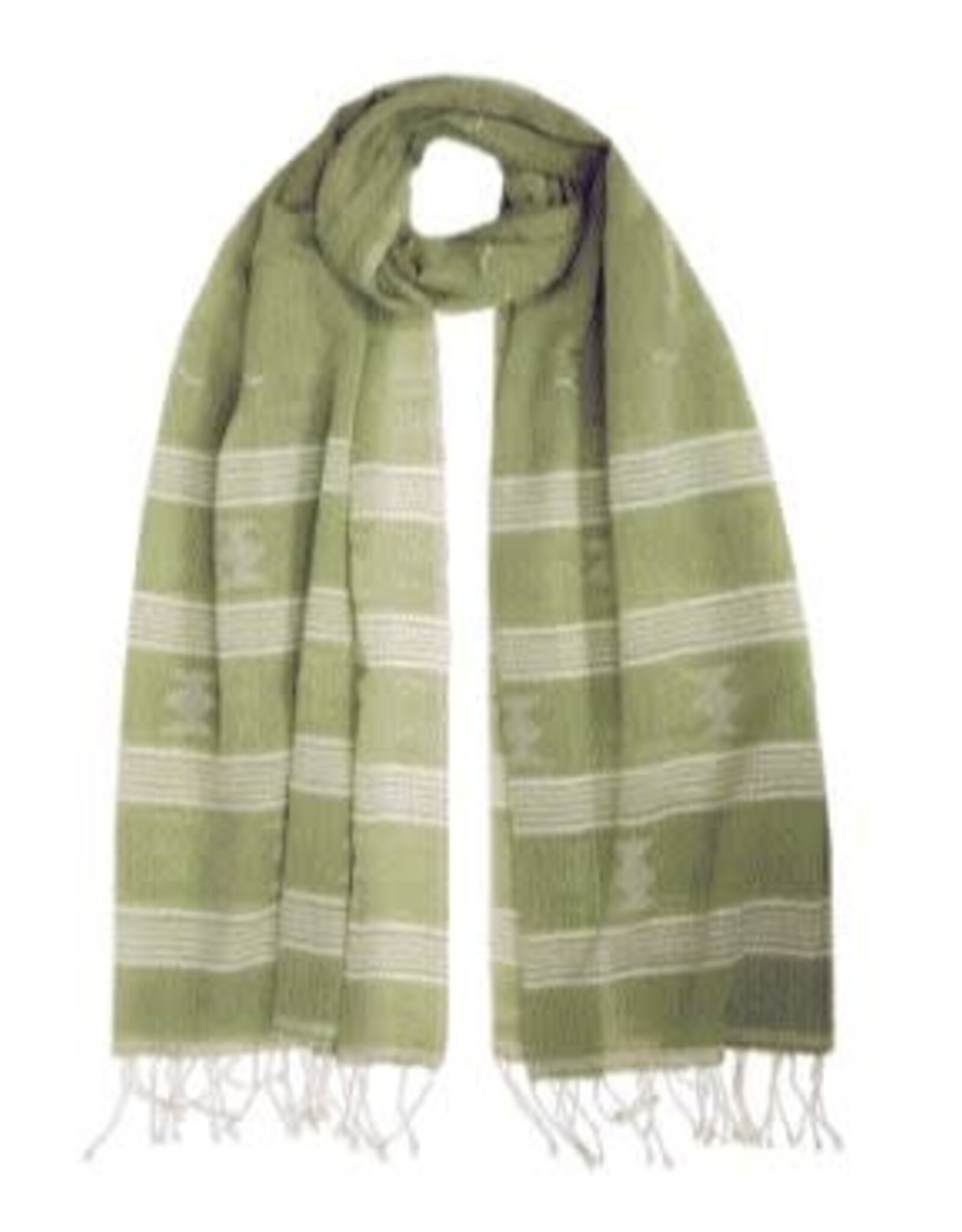 India Green Earthy Stripes Cotton Stole, India