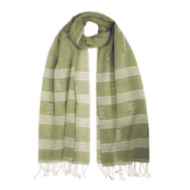 Green Earthy Stripes Cotton Stole