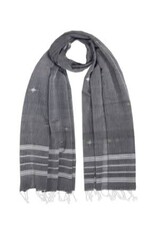 India Gray Earthy Stripes Cotton Stole, India