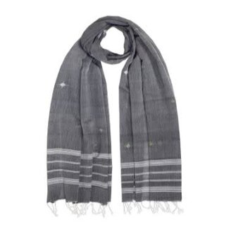 India Gray Earthy Stripes Cotton Stole India Gray Earthy Stripes Cotton Stole