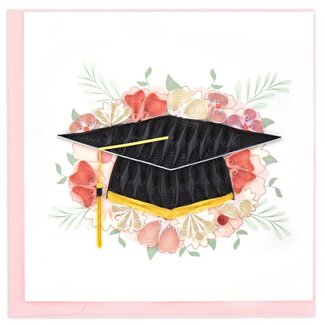 Vietnam Quilled Card -  Floral Graduation Cap