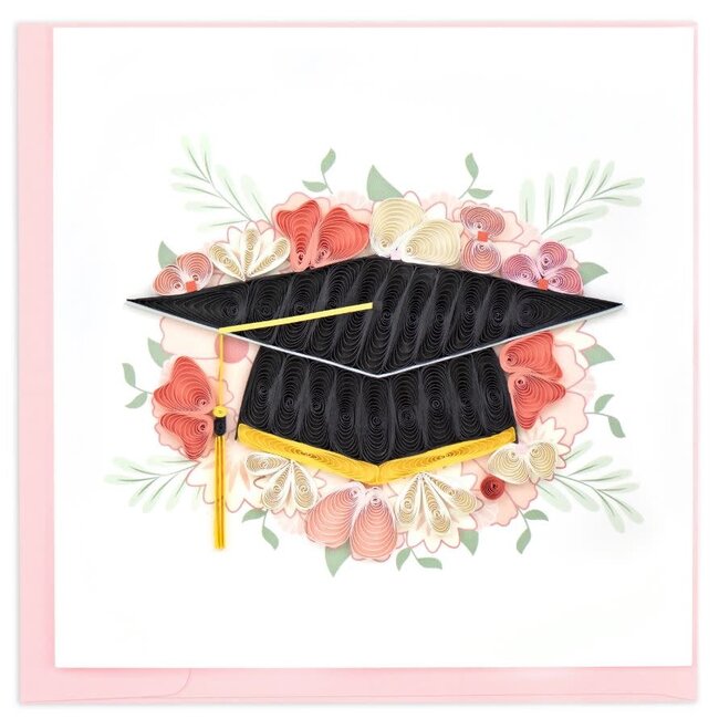 Quilled Card -  Floral Graduation Cap