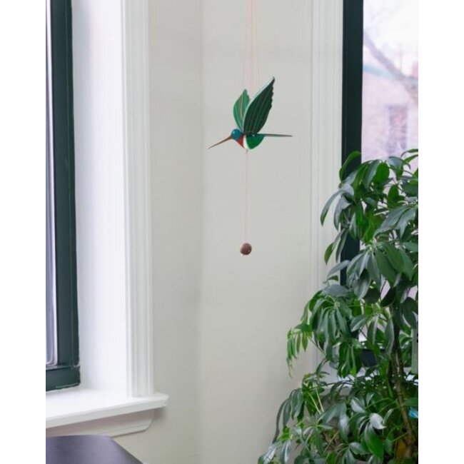 Flying Mobile - Green Ruby Throated Hummingbird
