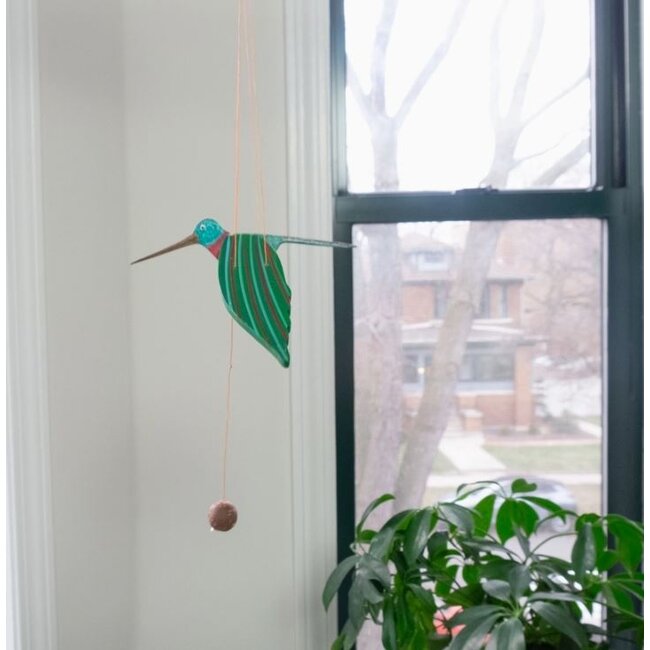 Flying Mobile - Green Ruby Throated Hummingbird