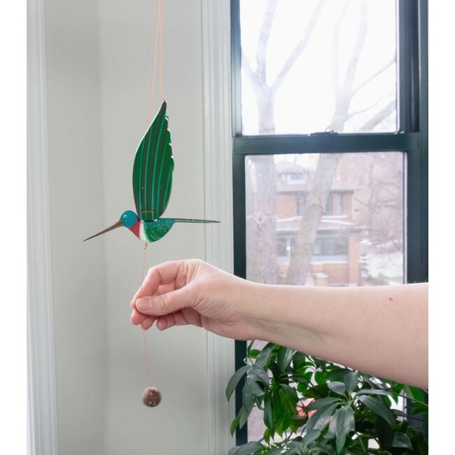 Flying Mobile - Green Ruby Throated Hummingbird