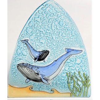 Ecuador Night Light - Fused Glass Humpback Whales