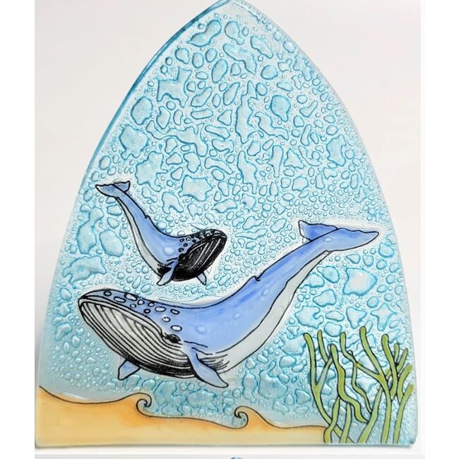 Fused Glass Nightlight -  Humpback Whales
