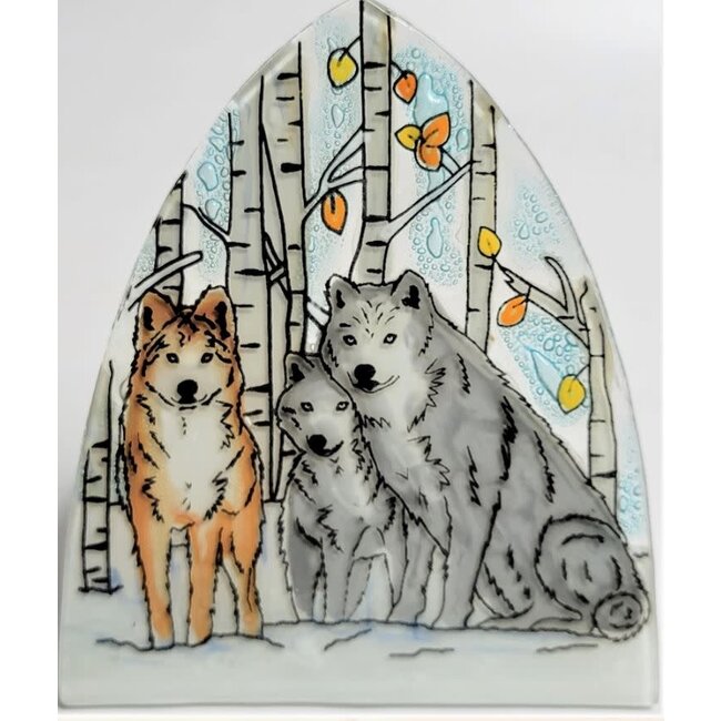 Fused Glass Nightlight - Wolf Pack