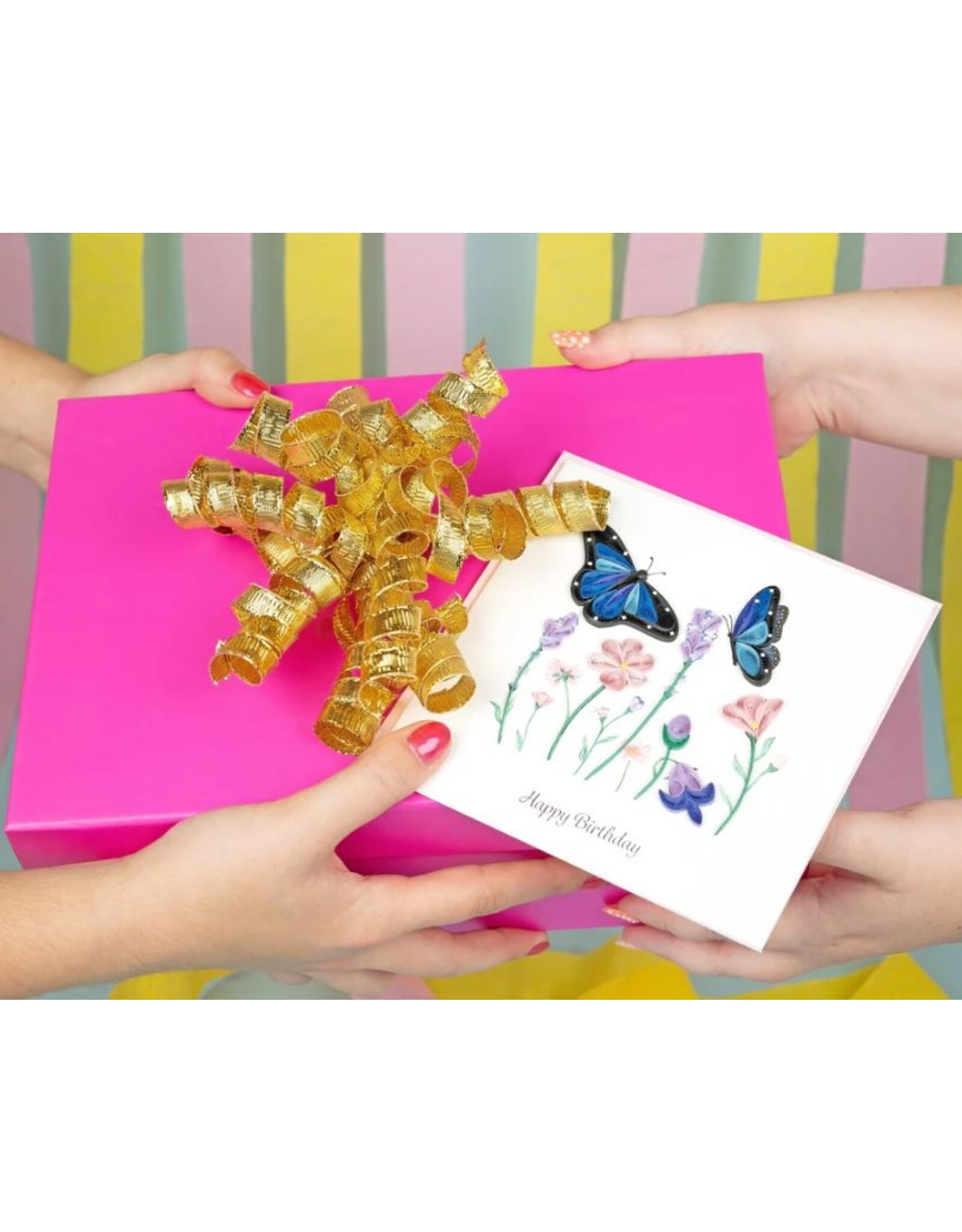 Vietnam Quilled Birthday Flower & Butterflies Card, Vietnam