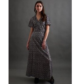 India Wrap Maxi Dress in Black Botanical, India