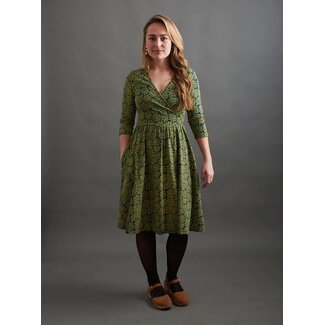 India Callie Wrap Dress in Olive Floral India Callie Wrap Dress in Olive Floral