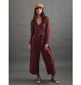 India Rita Long Sleeve Jumpsuit in Burgundy Bouquet, India