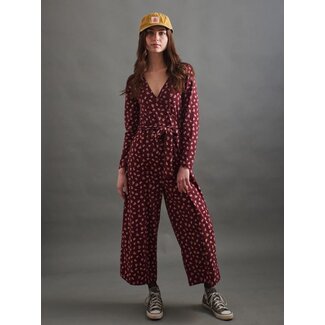 India CLEARANCE Rita Long Sleeve Jumpsuit in Burgundy Bouquet