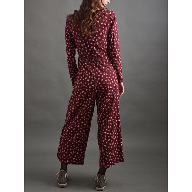CLEARANCE Rita Long Sleeve Jumpsuit in Burgundy Bouquet