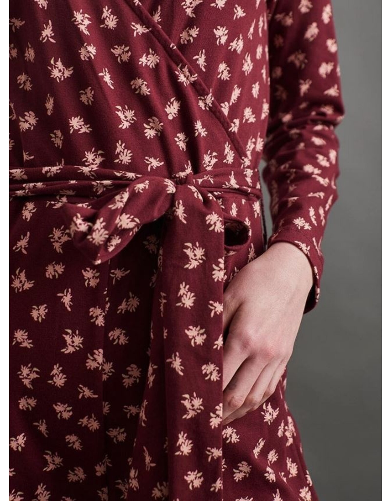 India Rita Long Sleeve Jumpsuit in Burgundy Bouquet, India
