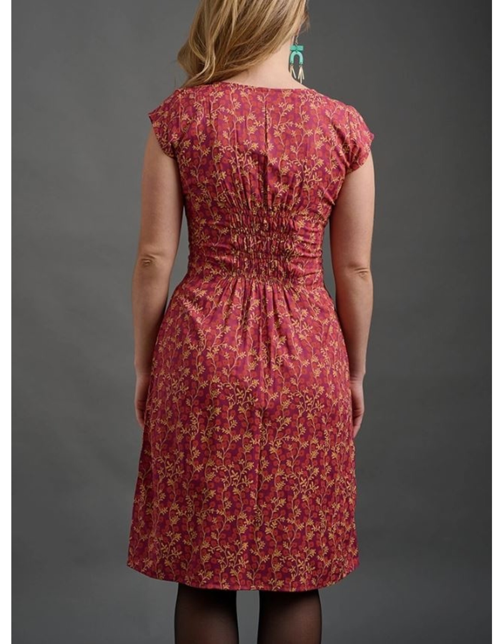 India Artsy Traveler Dress in Berry Poppy, India