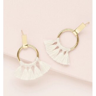 India Danu White Tassel Drop Earrings