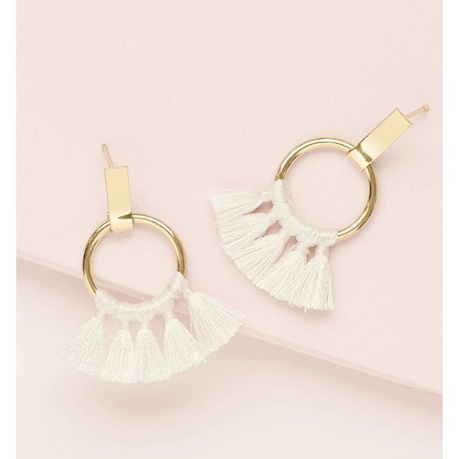 Danu White Tassel Drop Earrings