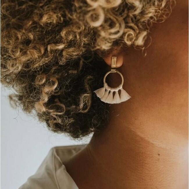 Danu White Tassel Drop Earrings