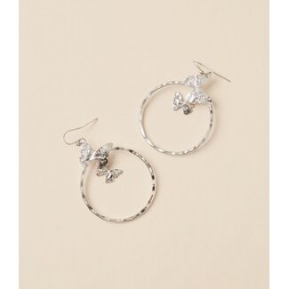 India Ishya Butterfly Silver Hoop Earrings